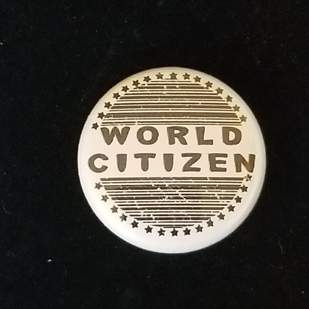 NWT Brooch / Pin "World Citizen" Black & White 1"